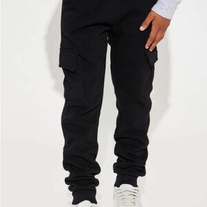 Kids Black Cargo Pants